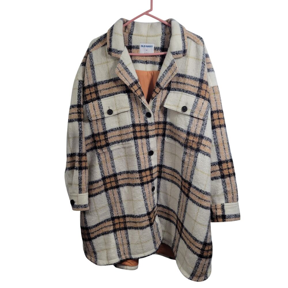 Old Navy Plaid & Tan Flannel Coat Size 4X 51926-1Clo4 - Picture 8 of 8